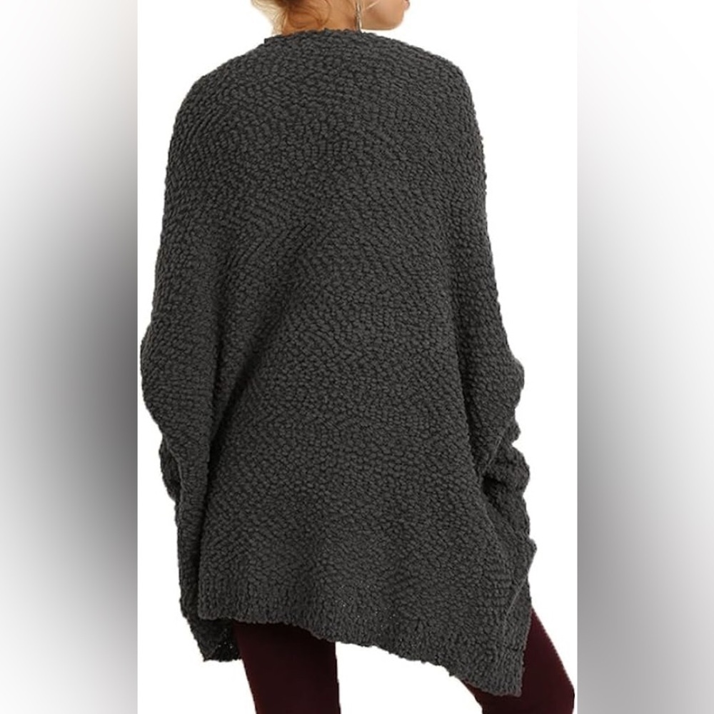 Umgee Womens Open Front Cardigan Gray Sz XL Popcorn Dolman Sleeve Pocket Boho - Picture 2 of 11